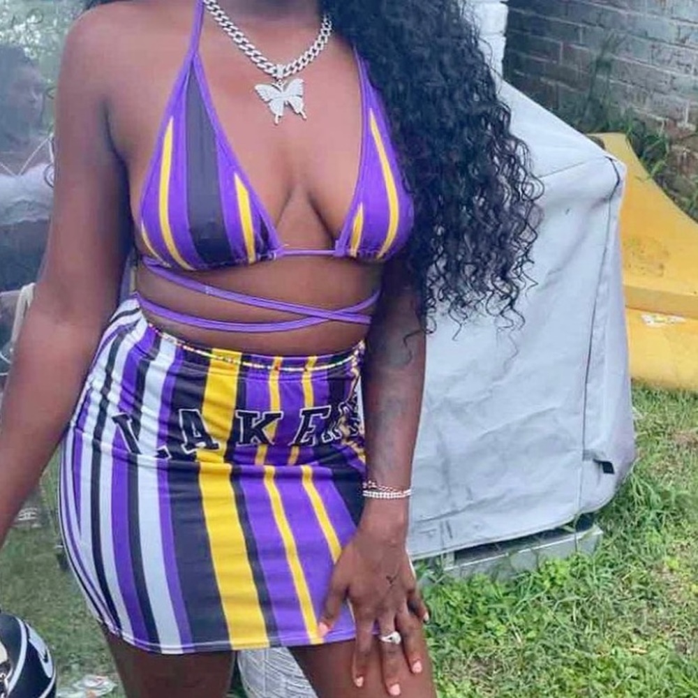 Lakers two piece , worn once still brand new looking